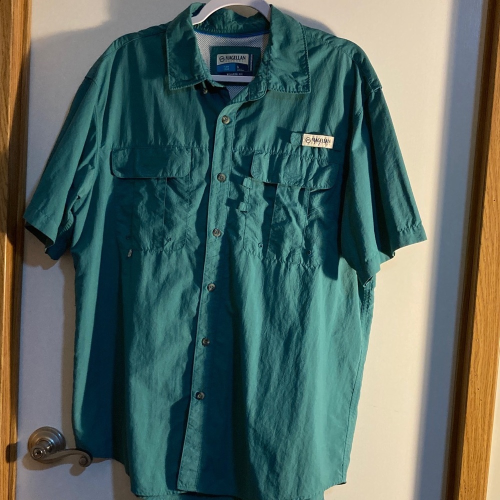 Magellan Outdoors Teal Button-Up Shirt